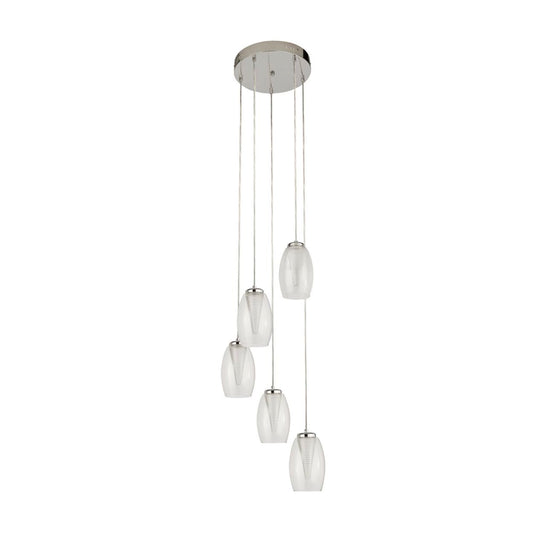 Searchlight Cyclone 5Lt Multi Drop Hanglamp Chroom Metaal & Glas