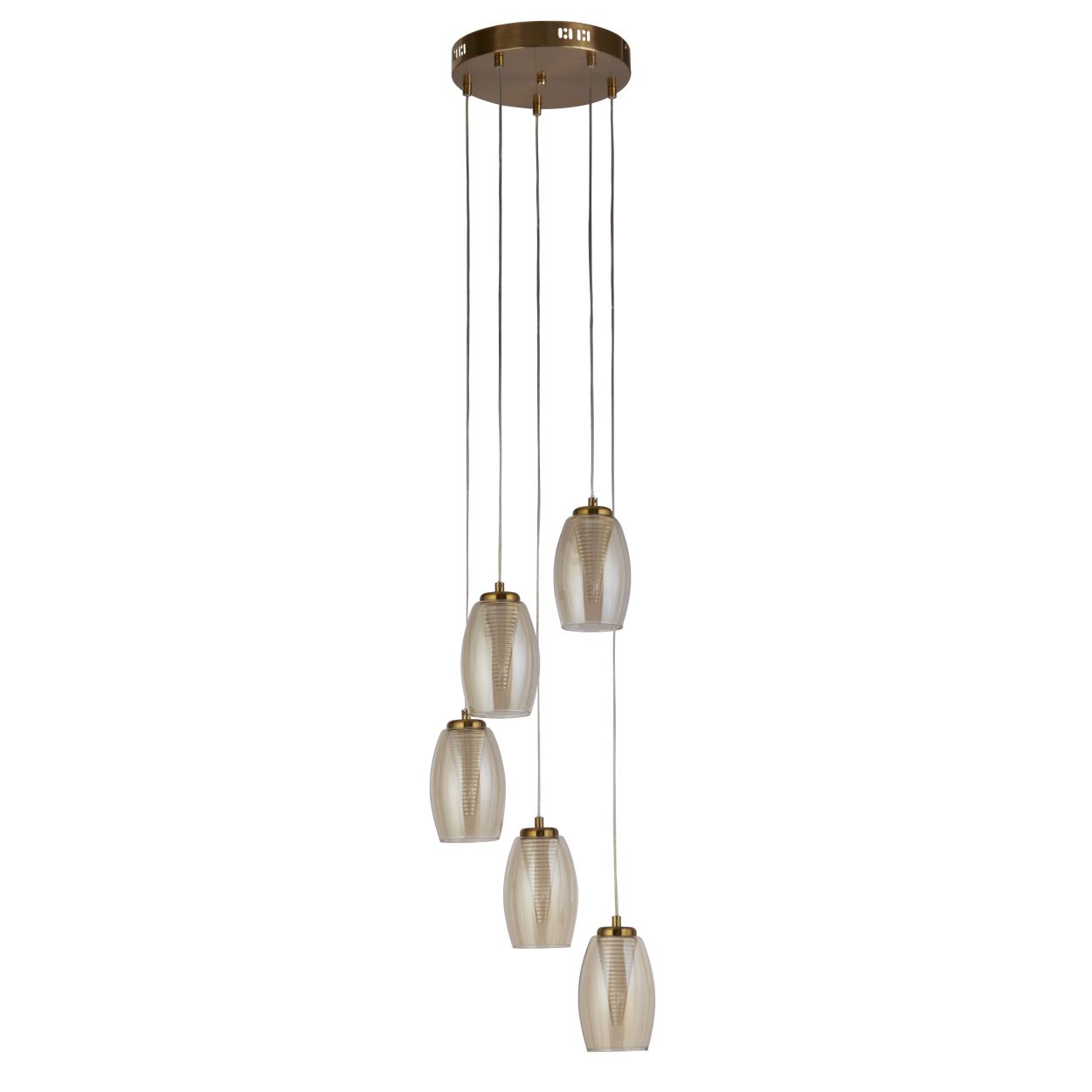 Searchlight Cyclone 5Lt Hanglamp Brons Metaal & Champagne Glas
