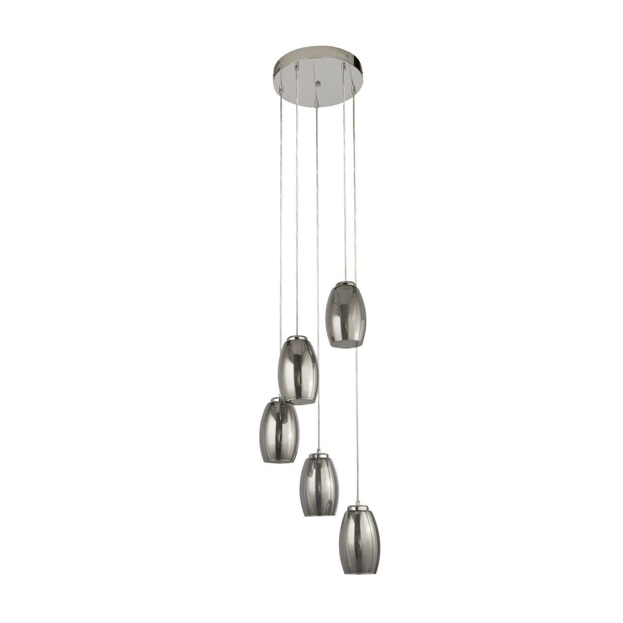 Searchlight Cyclone 5Lt Multi Drop Hanglamp Chroom Metaal & Smoked Glas