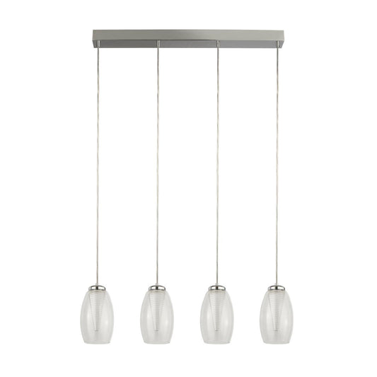 Searchlight Cyclone 4Lt Bar Hanglamp Chroom & Helder Glas