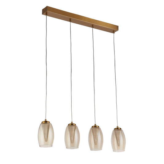 Searchlight Cyclone 4Lt Bar Hanglamp Brons Metaal & Champagne Glas