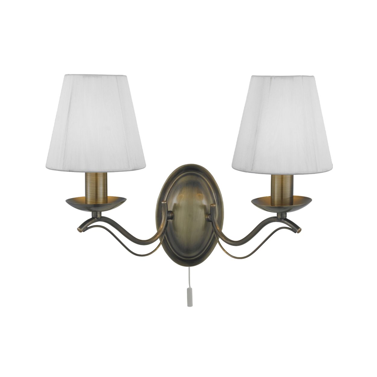 Searchlight Andretti 2Lt Wandlamp Antique Messing & Ivoor String Stof