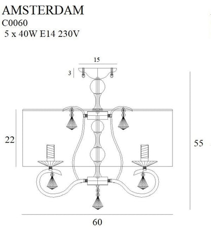 Maxlight C0060 Plafondlamp Amsterdam 60 Cm