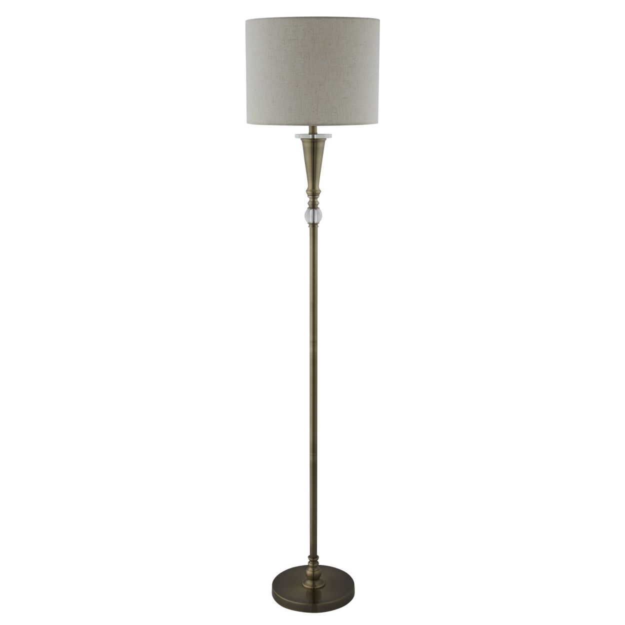 Searchlight Oscar Vloerlamp Antique Messing Metaal & Linnen