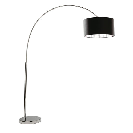 Searchlight Giant Arc Vloerlamp Chroom Metaal & Zwart Stof Lampenkap