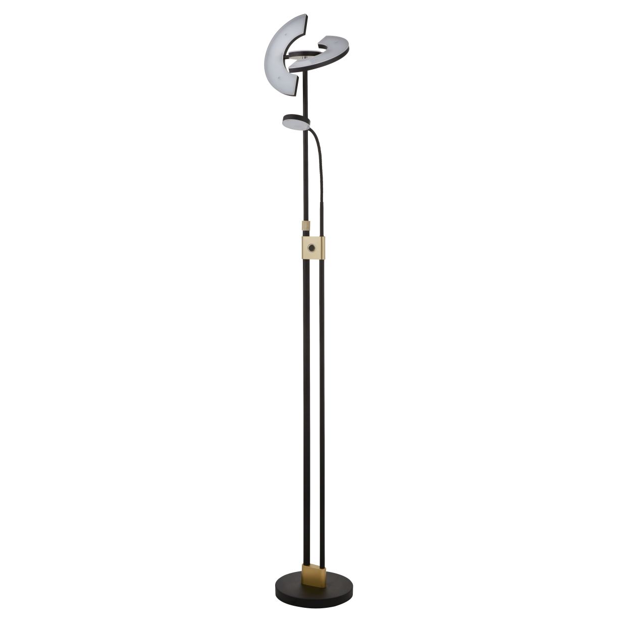 Searchlight Gio Vloerlamp Zwart & Satin Messing Metaal