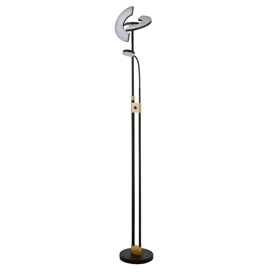 Searchlight Gio Vloerlamp Zwart & Satin Messing Metaal