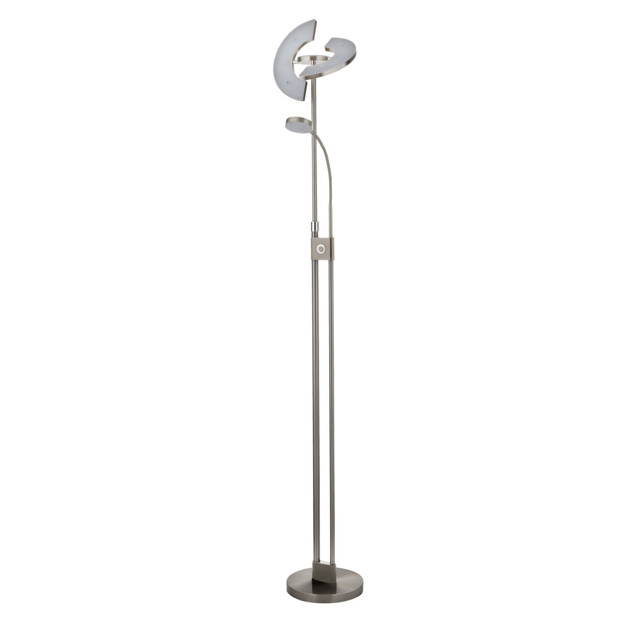Searchlight Gio Vloerlamp Satin Nikkel & Chroom Metaal