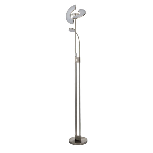 Searchlight Gio Vloerlamp Satin Nikkel & Chroom Metaal