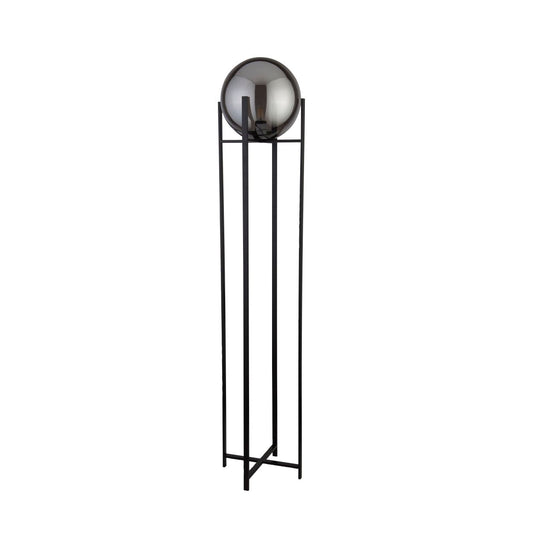 Searchlight Amsterdam Vloerlamp Zwart Metaal & Smoked Glas
