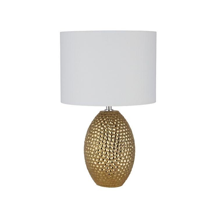 Searchlight Nadine Tafellamp Goud Ceramic & Crème Stof Lampenkap