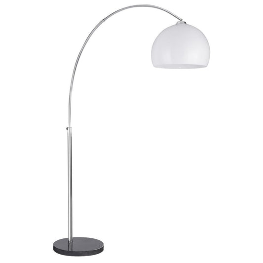 Searchlight Arcs Vloerlamp Chroom, Zwart Marmer Base & Wit Lampenkap