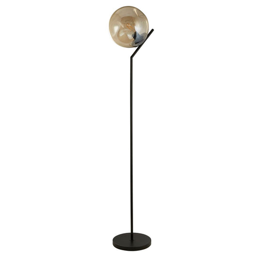 Searchlight Punch Vloerlamp Zwart Metaal & Champagne Punched Glas