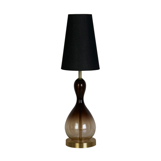 Searchlight Marakesh 1Lt Tafellamp Satin Messing Metaal Zwart Ombre Glas