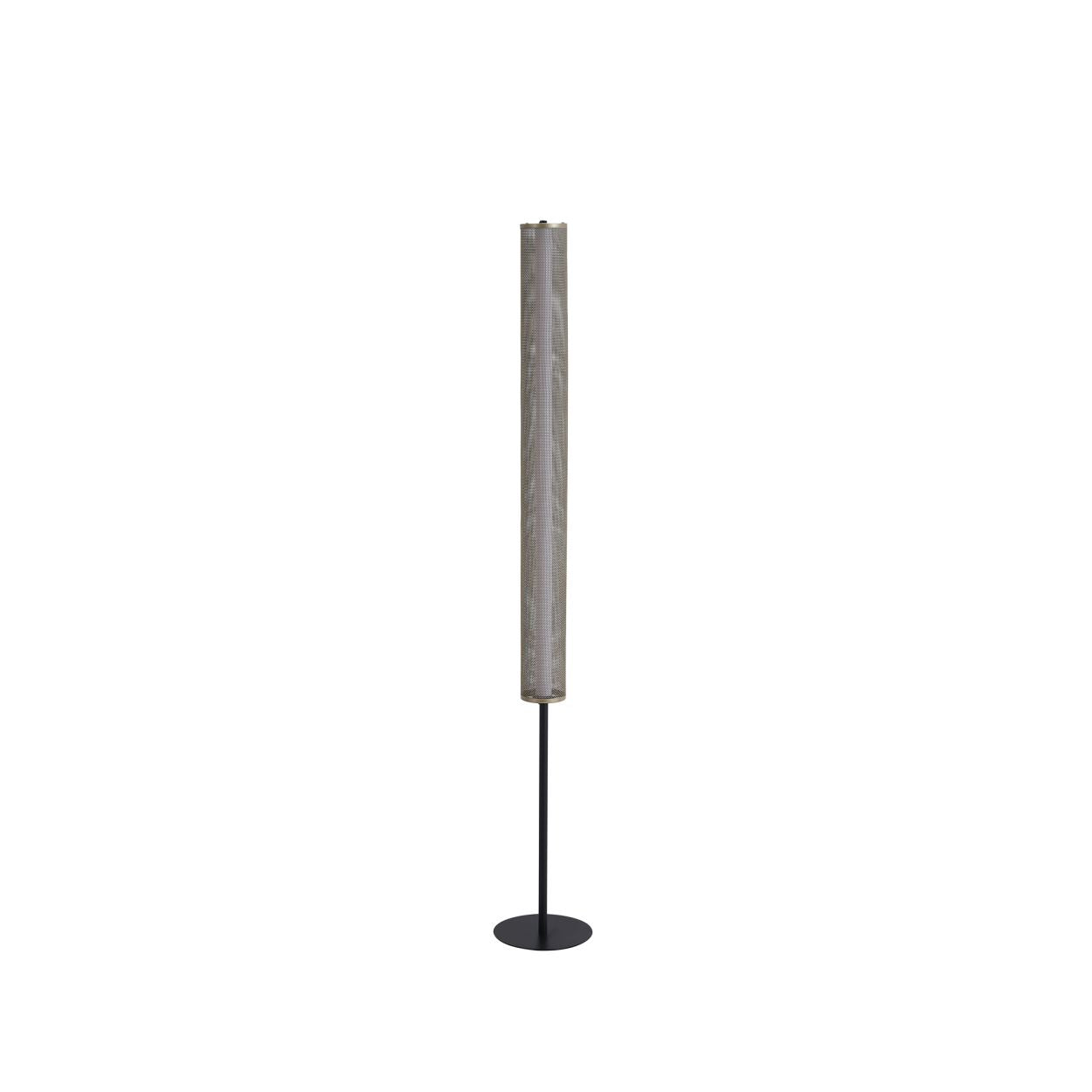 Searchlight Thread LED Vloerlamp, Goud Mesh and Mat Zwart Metaal