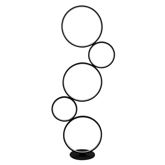 Searchlight Cirque 5Lt Ring Vloerlamp Zwart Metaal & Opal Silicon