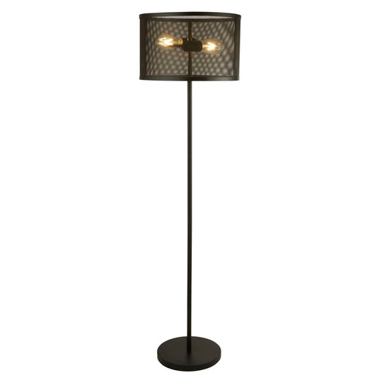 Searchlight Fishnet 2Lt Vloerlamp Mat Zwart Metaal & Mesh Lampenkap