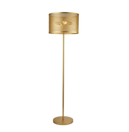 Searchlight Fishnet Vloerlamp Goud Metaal & Mesh Lampenkap