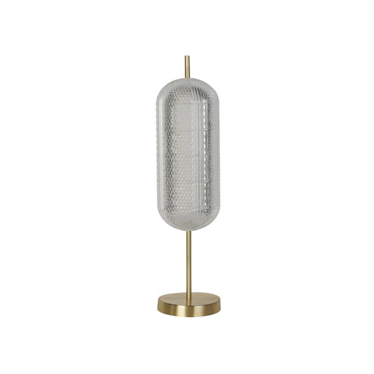 Searchlight Capsule LED Tafellamp, Satin Messing Metaal and Acryl Lampenkap