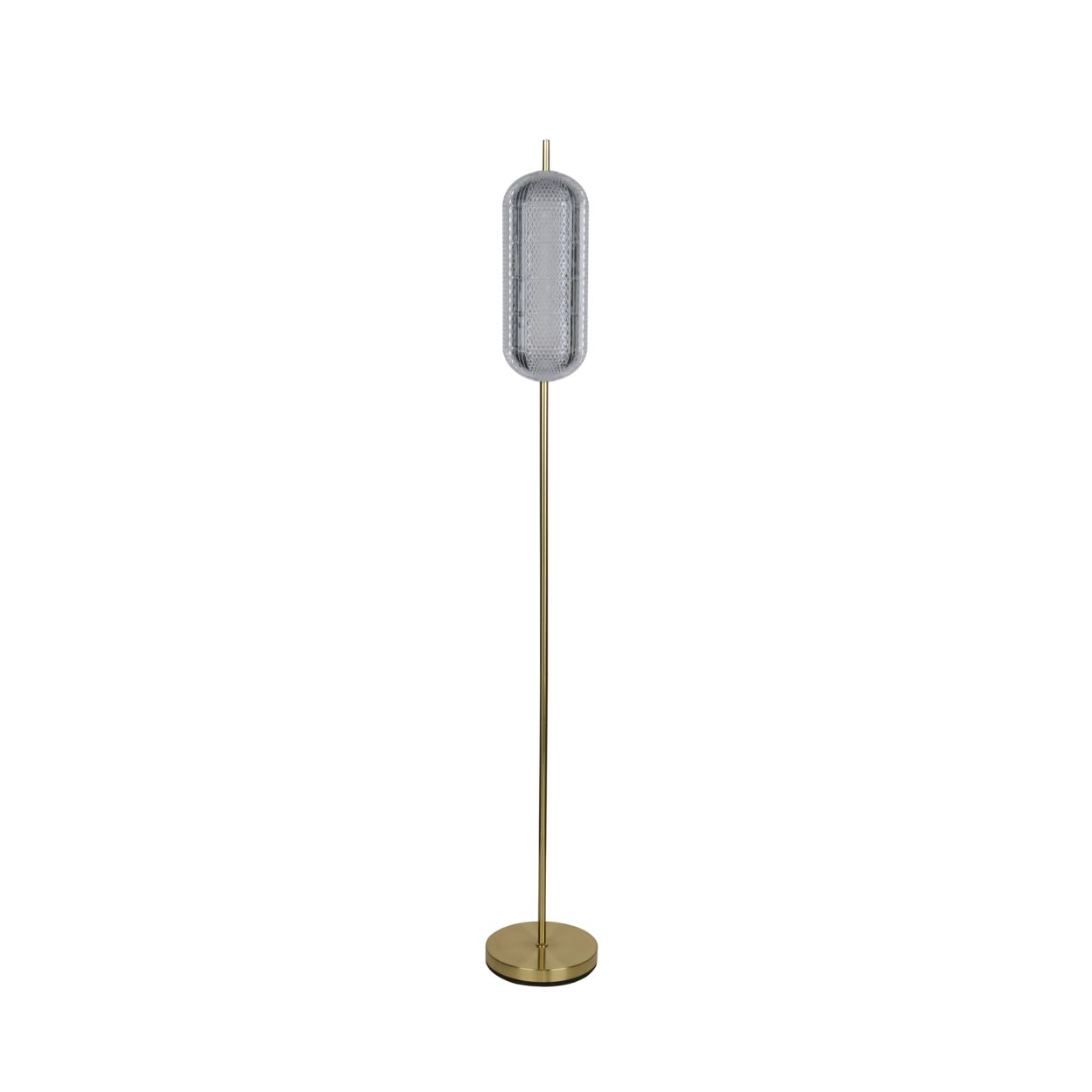 Searchlight Capsule LED Vloerlamp, Satin Messing Metaal and Acryl Lampenkap