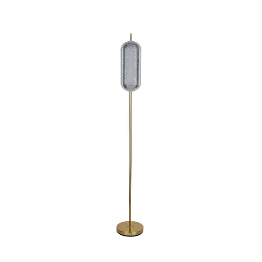 Searchlight Capsule LED Vloerlamp, Satin Messing Metaal and Acryl Lampenkap