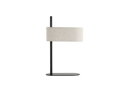 Searchlight Hessian 1Lt Tafellamp, Zwart Metaal with Linnen Lampenkap