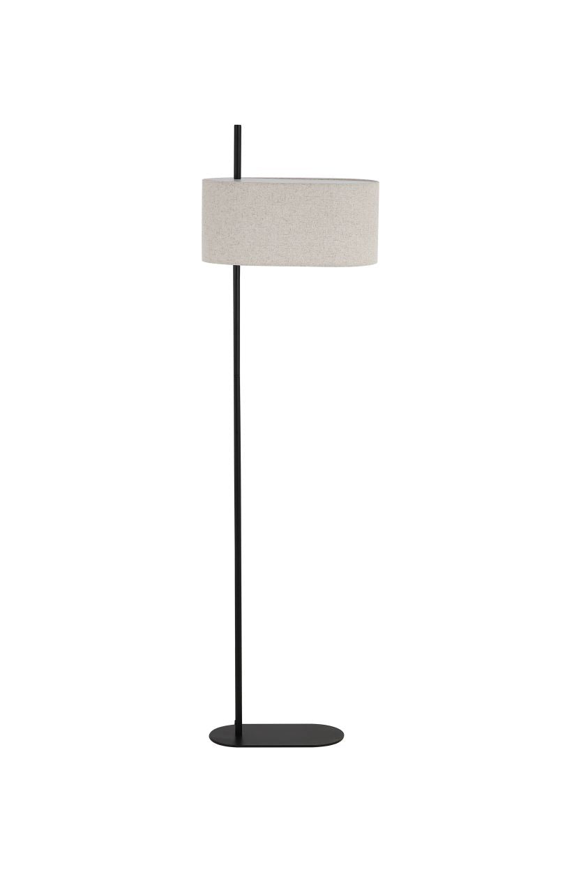 Searchlight Hessian 1Lt Vloerlamp, Zwart Metaal with Linnen Lampenkap