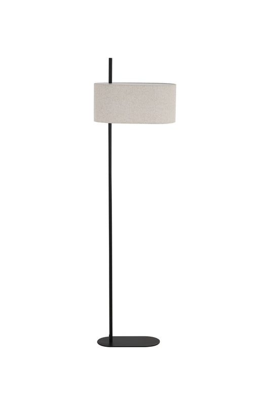 Searchlight Hessian 1Lt Vloerlamp, Zwart Metaal with Linnen Lampenkap