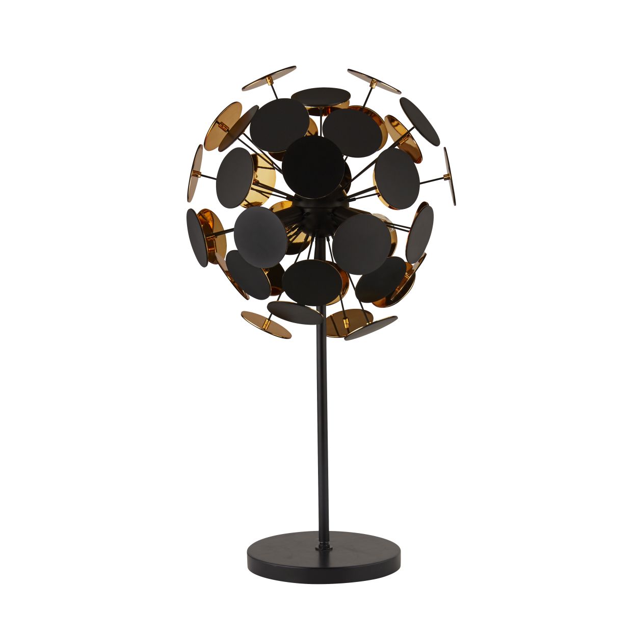 Searchlight Discus 3Lt Tafellamp Zwart Metaal, Zwart & Goud PC Discs