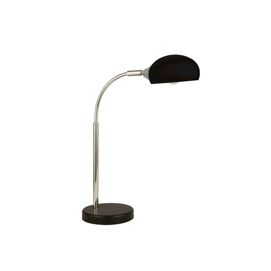 Searchlight Astro Tafellamp Zwart & Chroom Metaal & Wit Glas Lampenkap