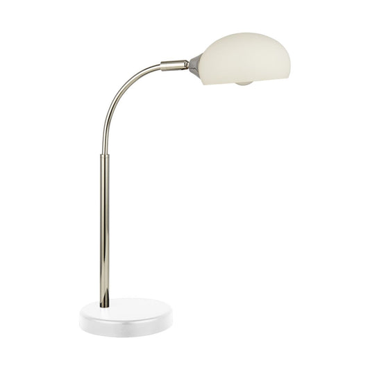 Searchlight Astro Tafellamp Zwart & Chroom Metaal & Opal Glas Lampenkap