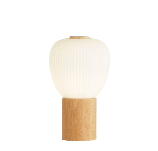 Searchlight Ella Tafellamp Hout & Opal Ribbed Glas