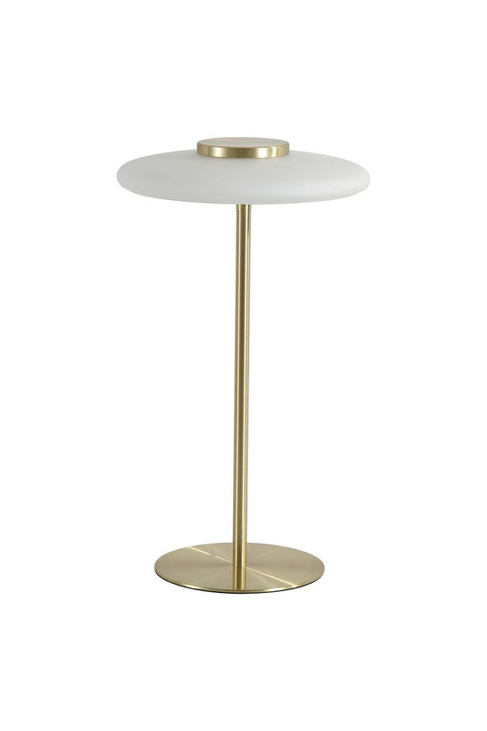 Searchlight Record LED Tafellamp, Goud Metaal with Wit Glas