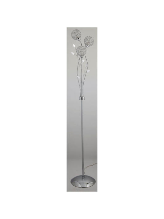 Searchlight Bellis II 3Lt Vloerlamp Chroom & Helder Glas