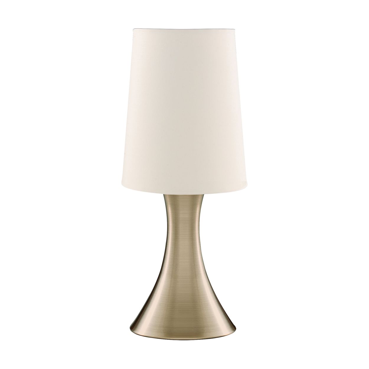 Searchlight Touch Tafellamp Antique Messing Metaal & Crème Stof Lampenkap