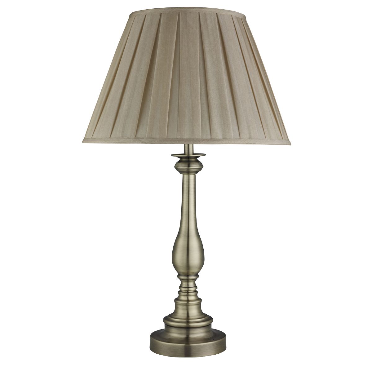 Searchlight Flemish Tafellamp Antique Messing Metaal, Mink Pleated Lampenkap