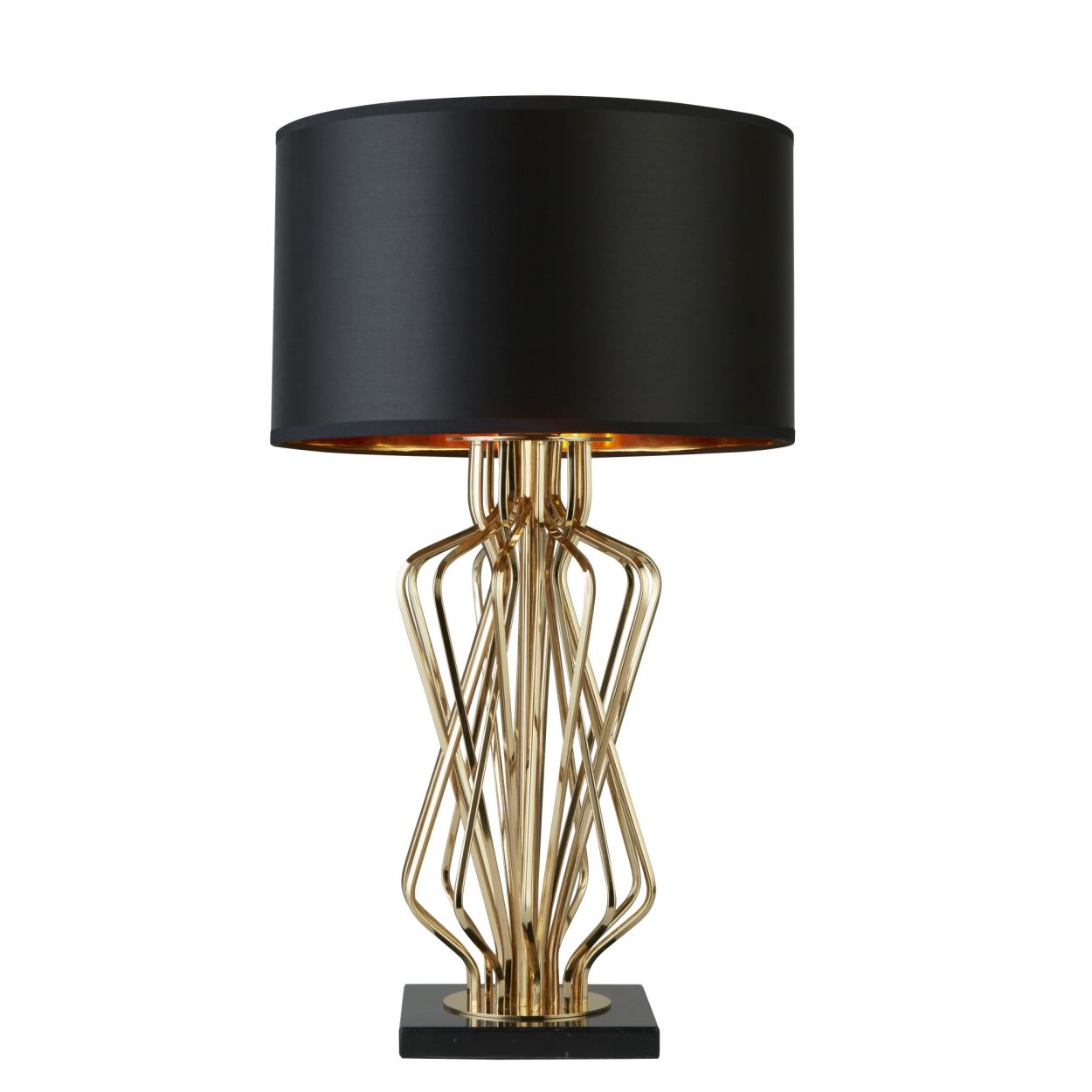 Searchlight Ethan Tafellamp Goud Metaal, Zwart Marmer & Zwart Stof