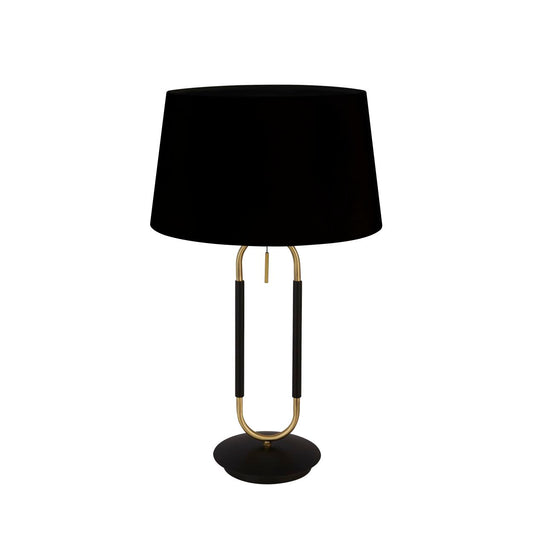 Searchlight Jazz Tafellamp Zwart, Satin Messing Metaal & Zwart Velours
