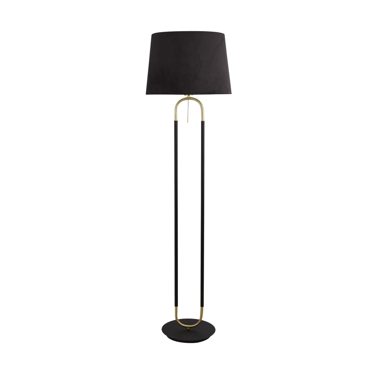 Searchlight Jazz Vloerlamp Zwart, Satin Messing Metaal & Zwart Velours