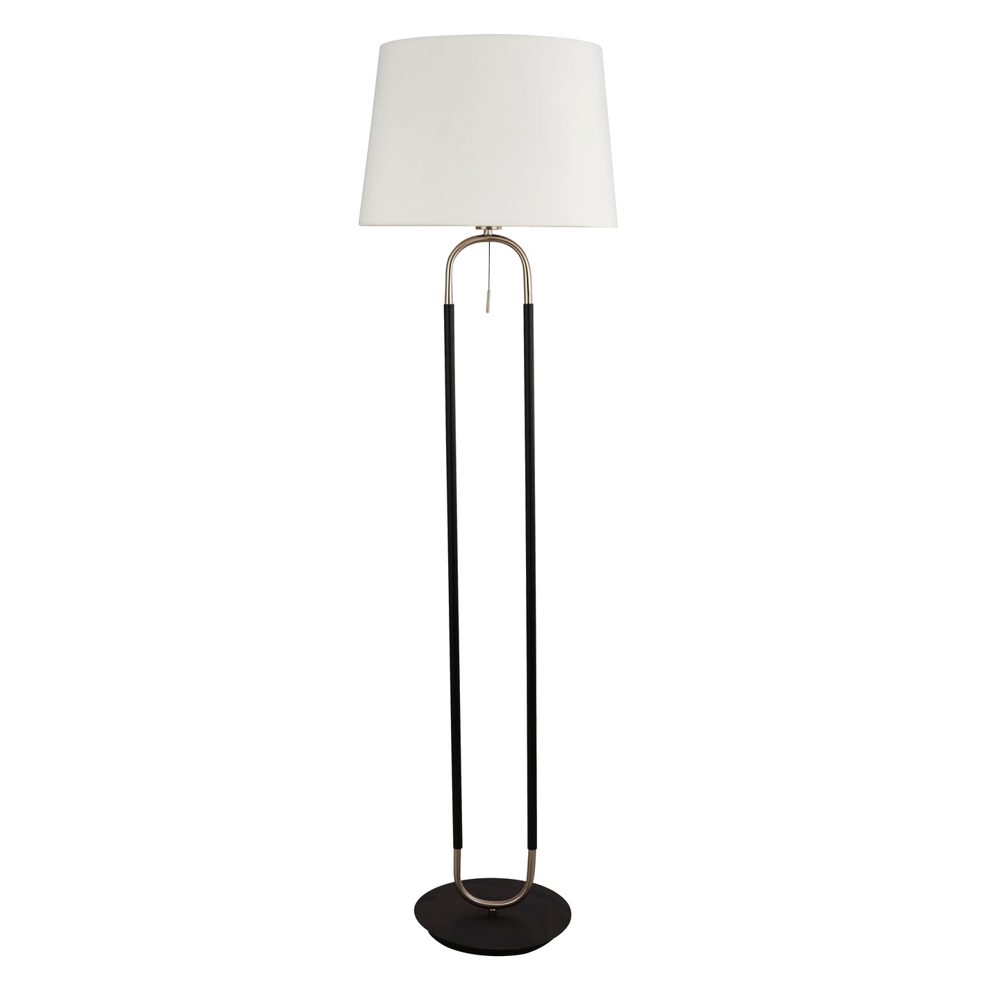 Searchlight Jazz Floor Lamp - Black, Satin Silver Metal & White Velvet