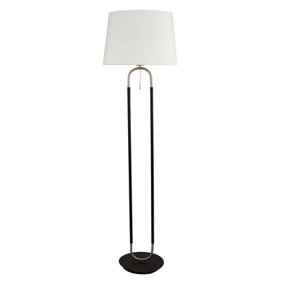 Searchlight Jazz Floor Lamp - Black, Satin Silver Metal & White Velvet