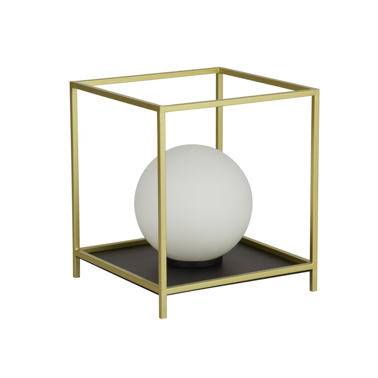 Searchlight Block Tafellamp Goud Metaal & Opal Glas