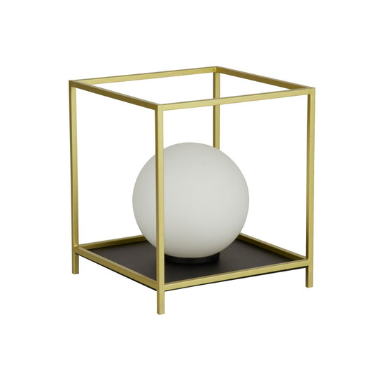 Searchlight Block Tafellamp Goud Metaal & Opal Glas