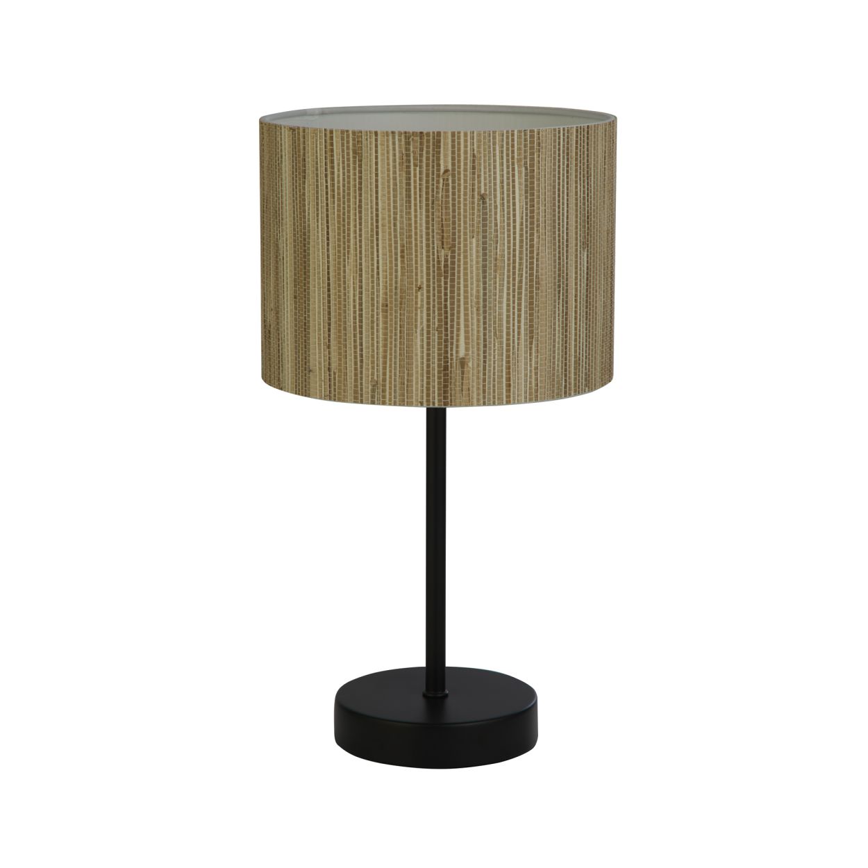 Searchlight Meadow 1Lt Tafellamp, Naturel Grass Lampenkap and Zwart Metaal