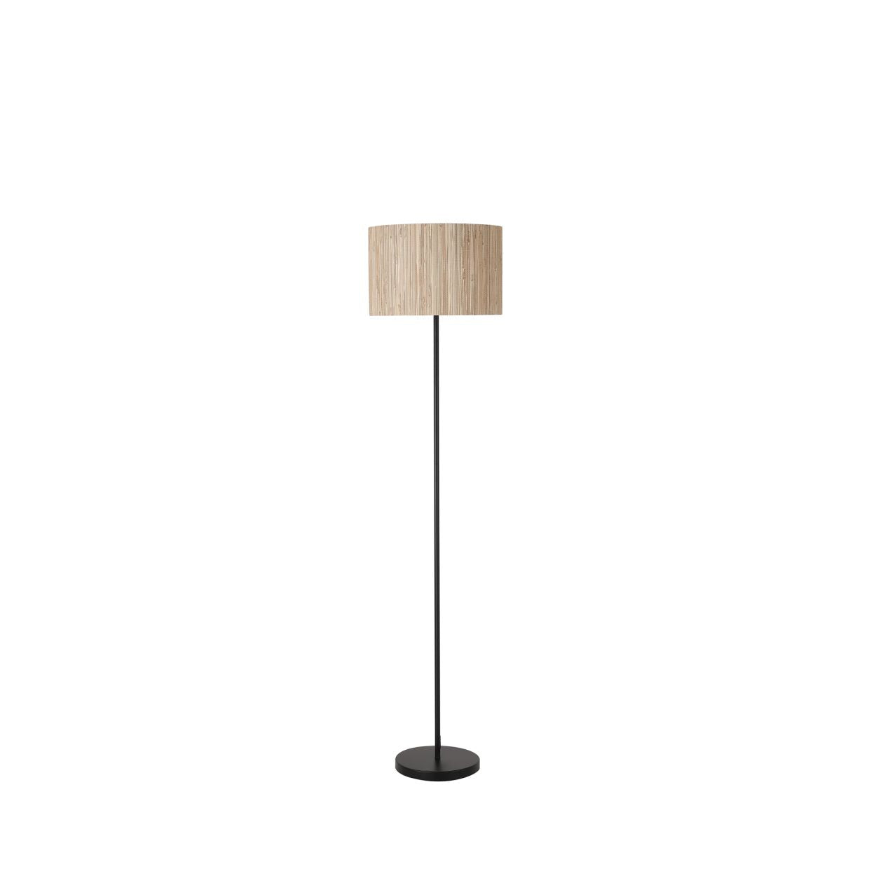 Searchlight Meadow 1Lt Vloerlamp, Naturel Grass Lampenkap and Zwart Metaal