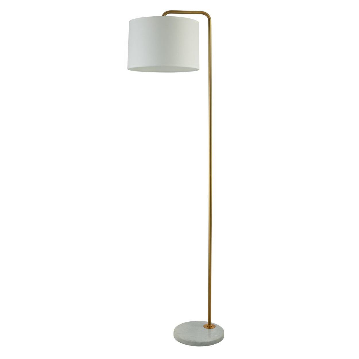 Searchlight Gallow Vloerlamp Antique Goud Metaal, Marmer & Wit Stof