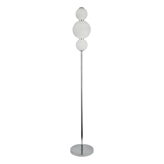 Searchlight Snowball 3Lt Vloerlamp Chroom Metaal & Opal Glas