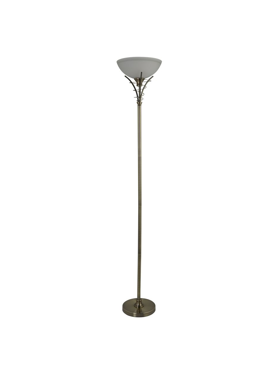 Searchlight Linea Vloerlamp Antique Messing Metaal & Acid Glas