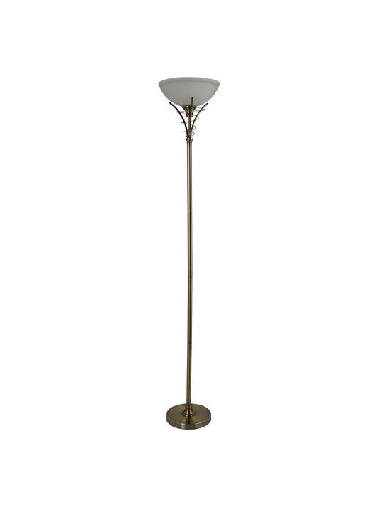 Searchlight Linea Vloerlamp Antique Messing Metaal & Acid Glas