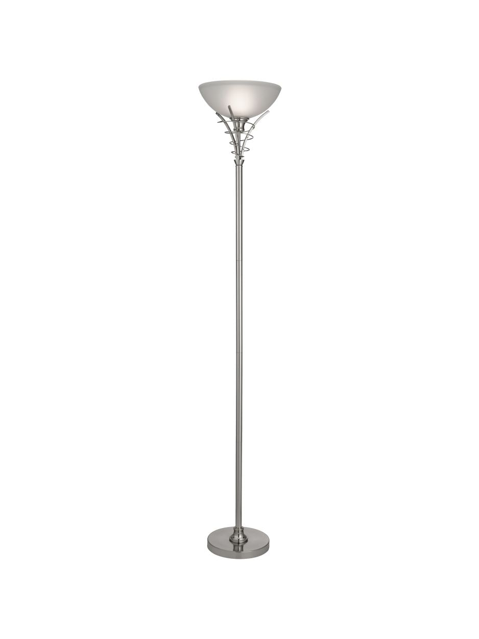 Searchlight Linea Uplighter Vloerlamp Satin Zilver & Acid Glas
